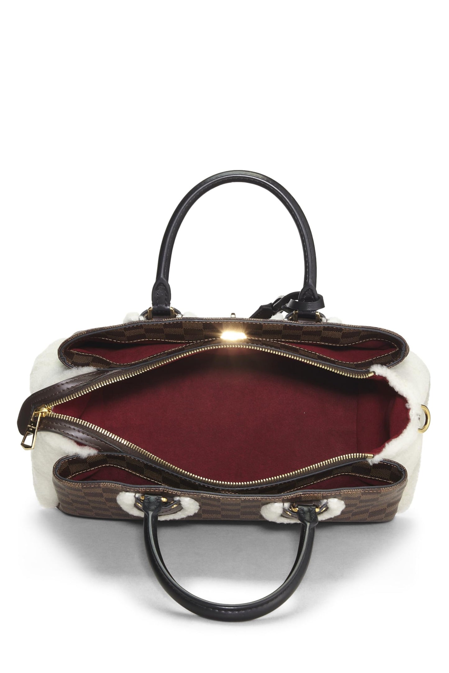 Louis Vuitton,  Black Damier Ebene Shearling Normandy, Black