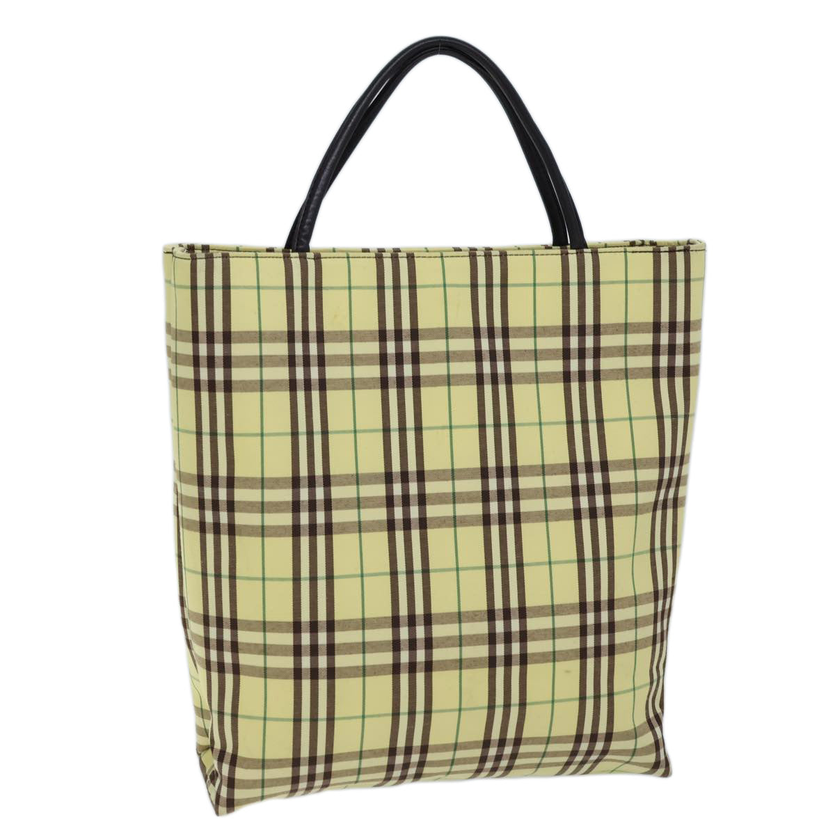Burberry Luxury Nova Check Tote Bag Auth Nylon Yellow