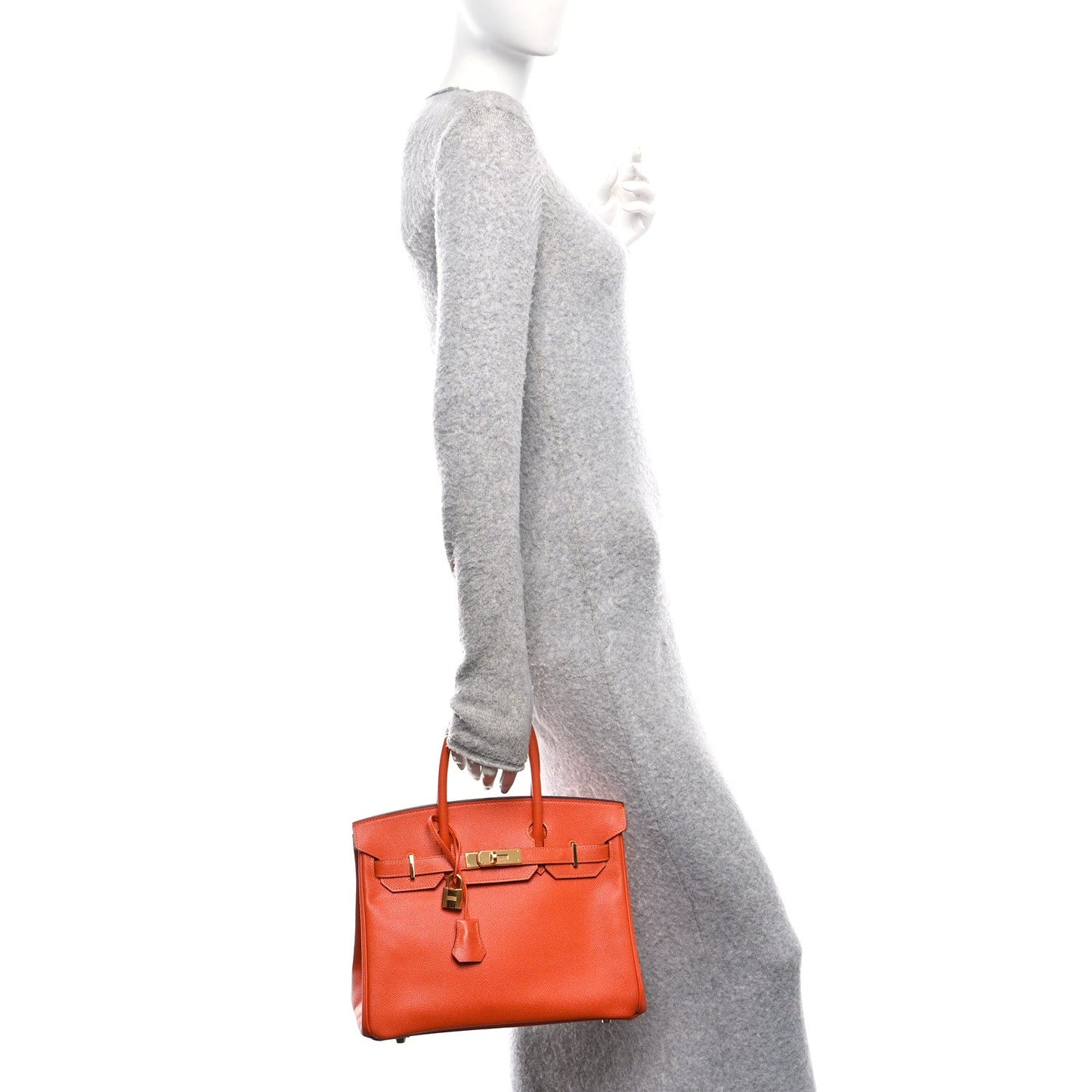 Hermes Epsom Birkin Handbag Orange Travel Bag