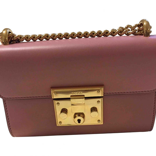 Gucci padlock pink leather handbag
