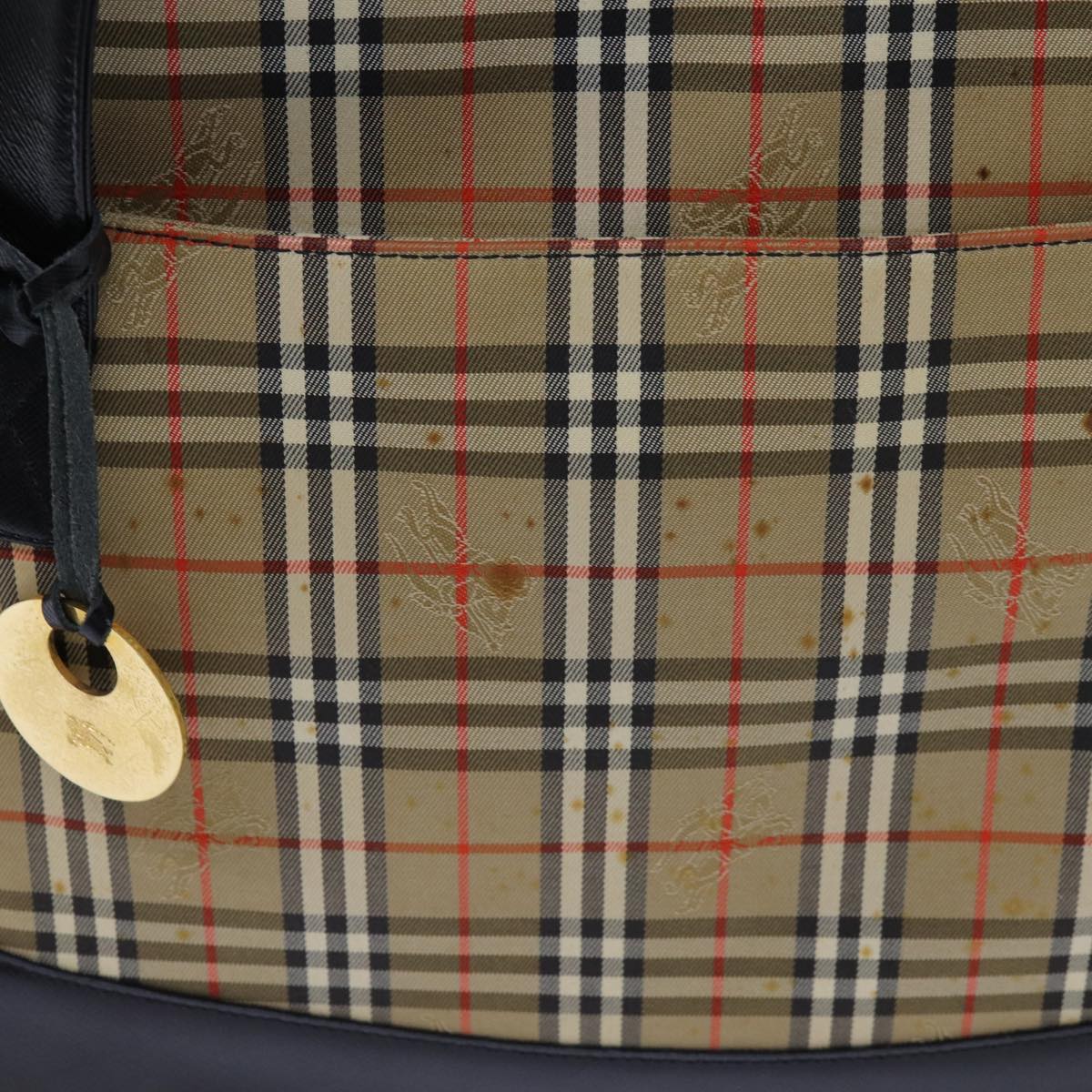Burberry Luxury Nova Check Tote Bag Auth Canvas Black Beige