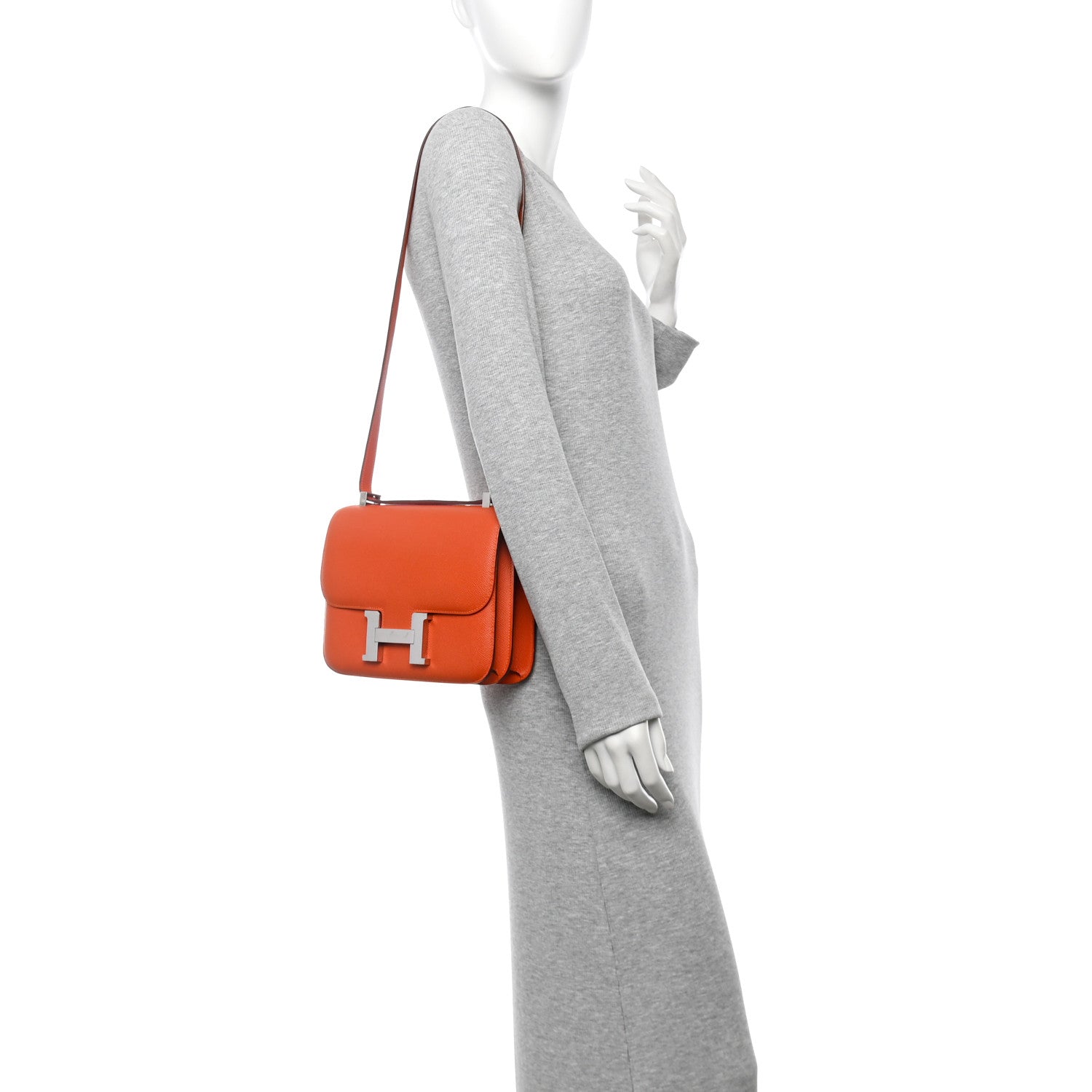 Hermes Epsom Constance Handbag Orange Travel Bag