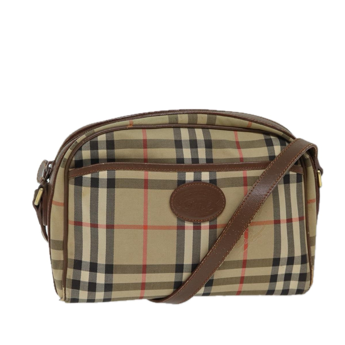 Burberry Luxury Nova Check Shoulder Bag Auth Canvas Beige Beige Auth 72502