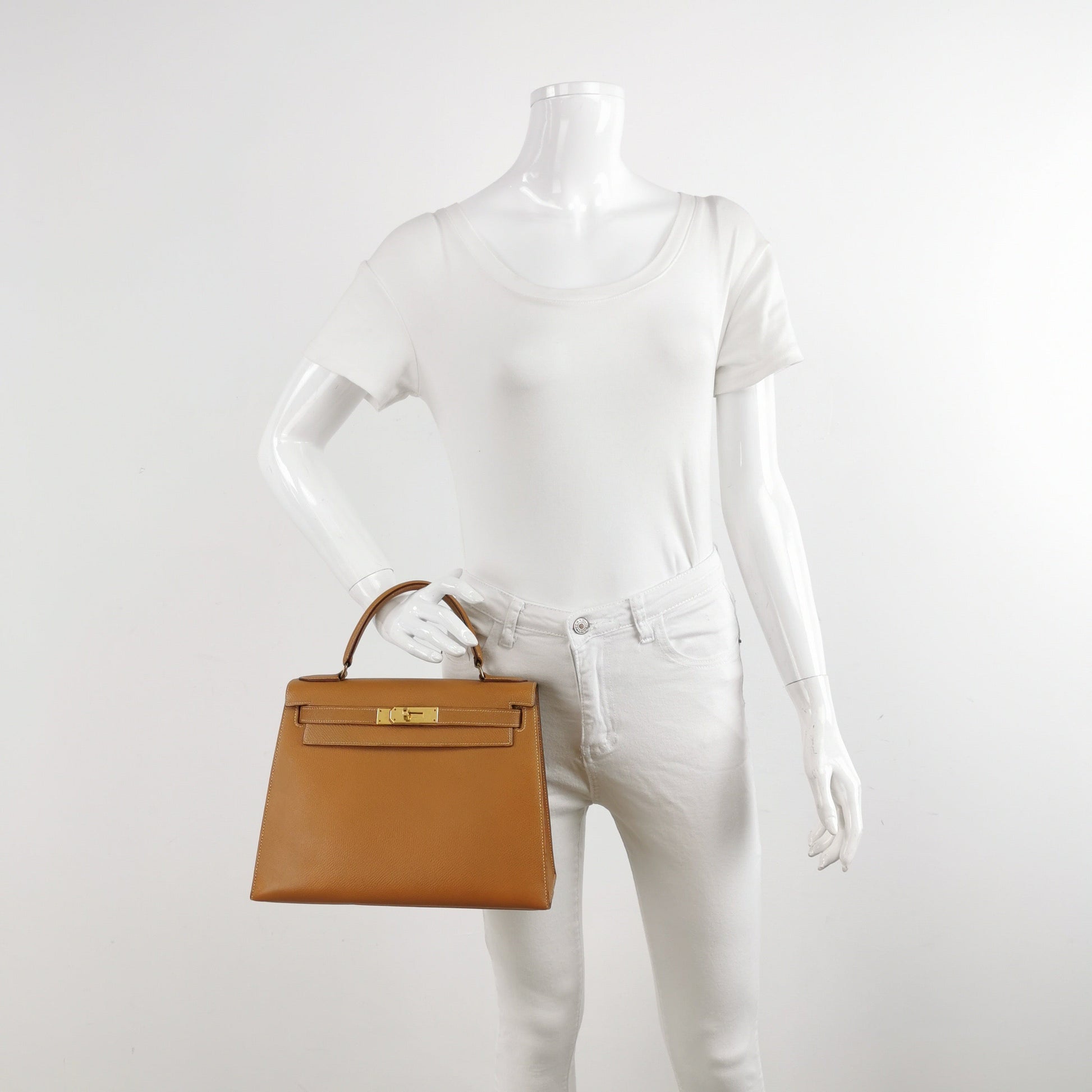 Hermes Kelly Sellier Epsom Hardware Handbag Leather Brown Travel Bag