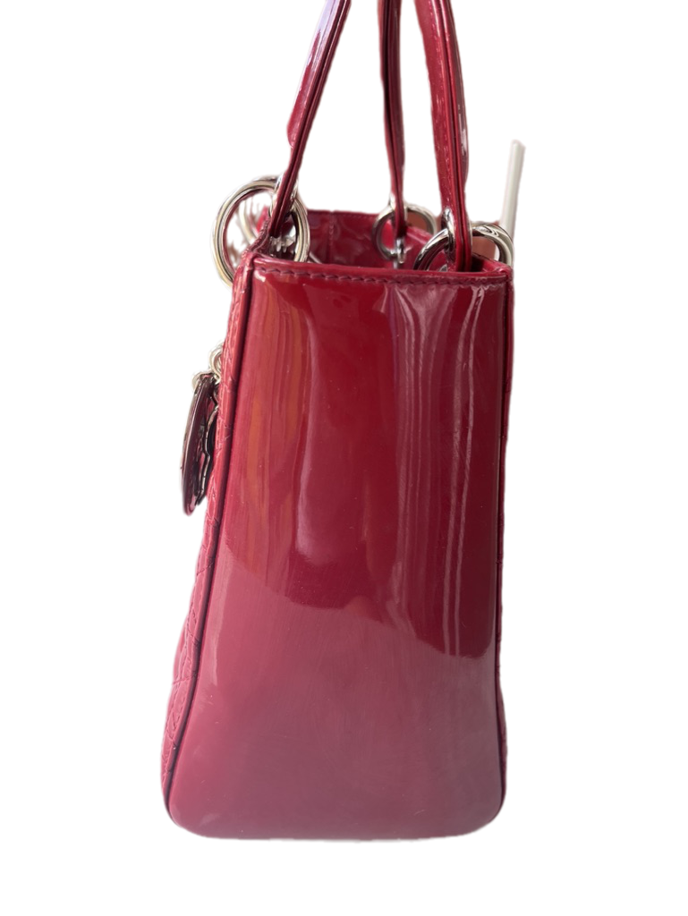 Dior Lady Bag Patent Sku Leather Red Travel Bag