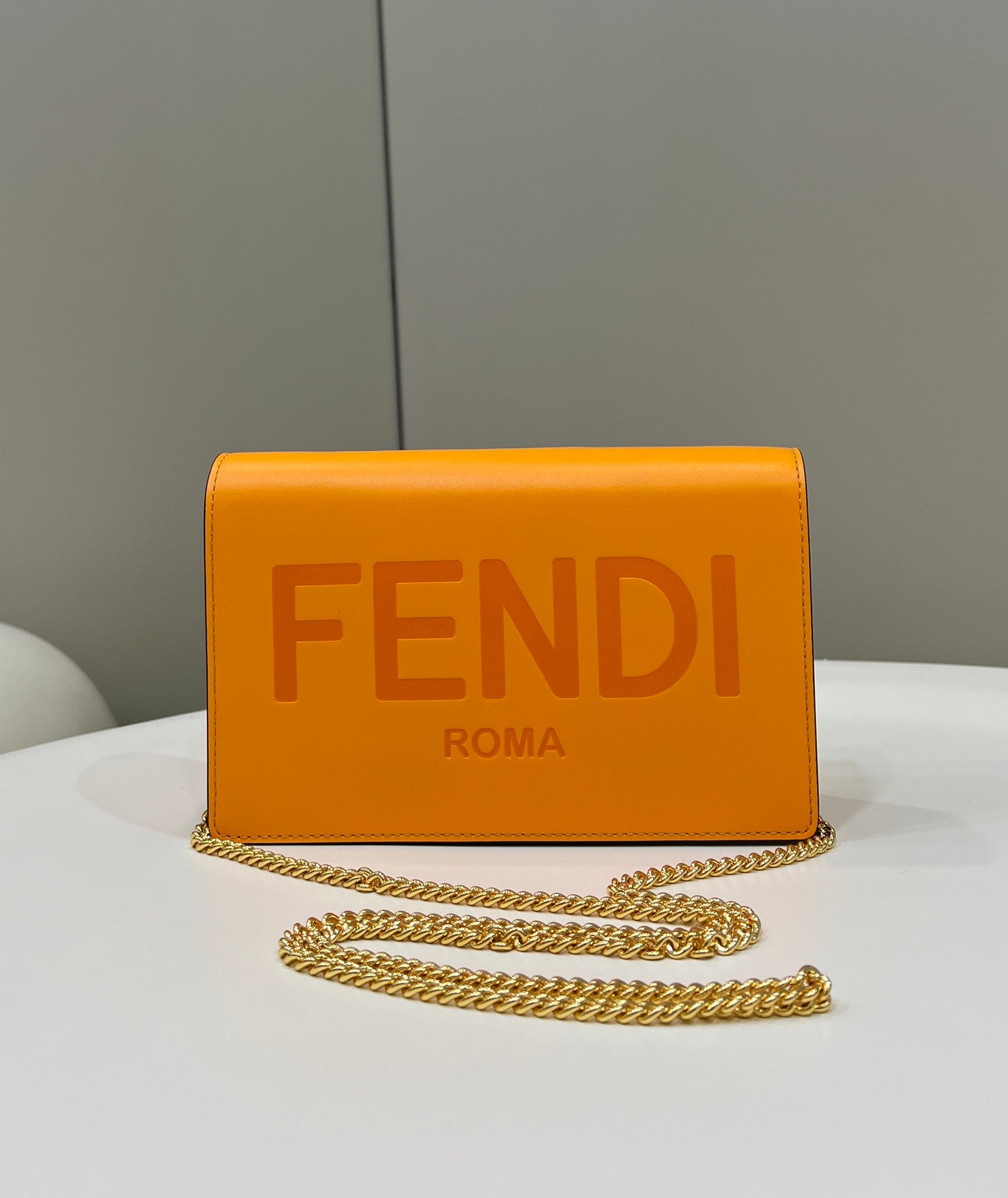 Wallet On Orange Mini Chain Crossbody Bag