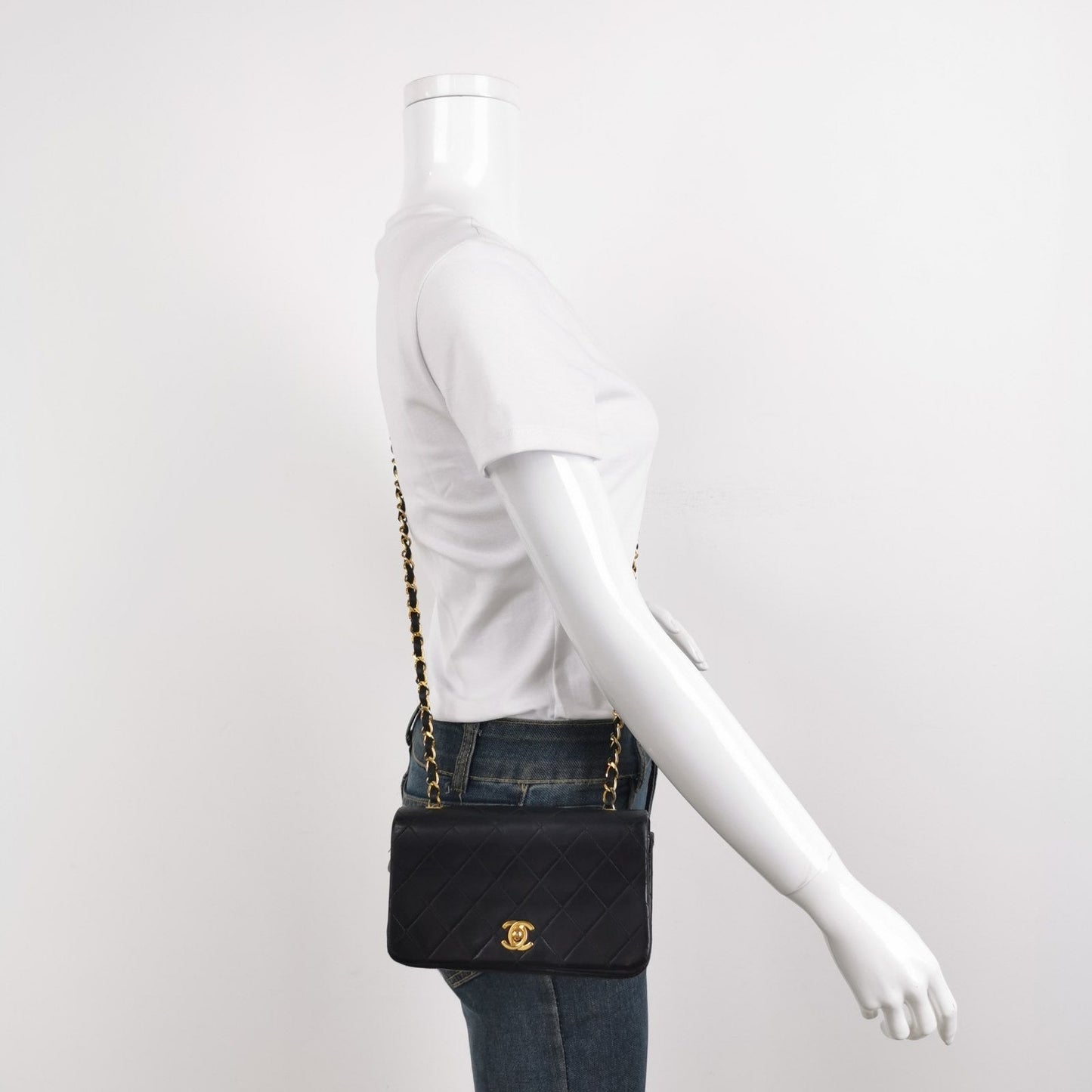 Chanel Classic Flap - Lambskin 24k Hardware Black Gold Leather Mini Bag