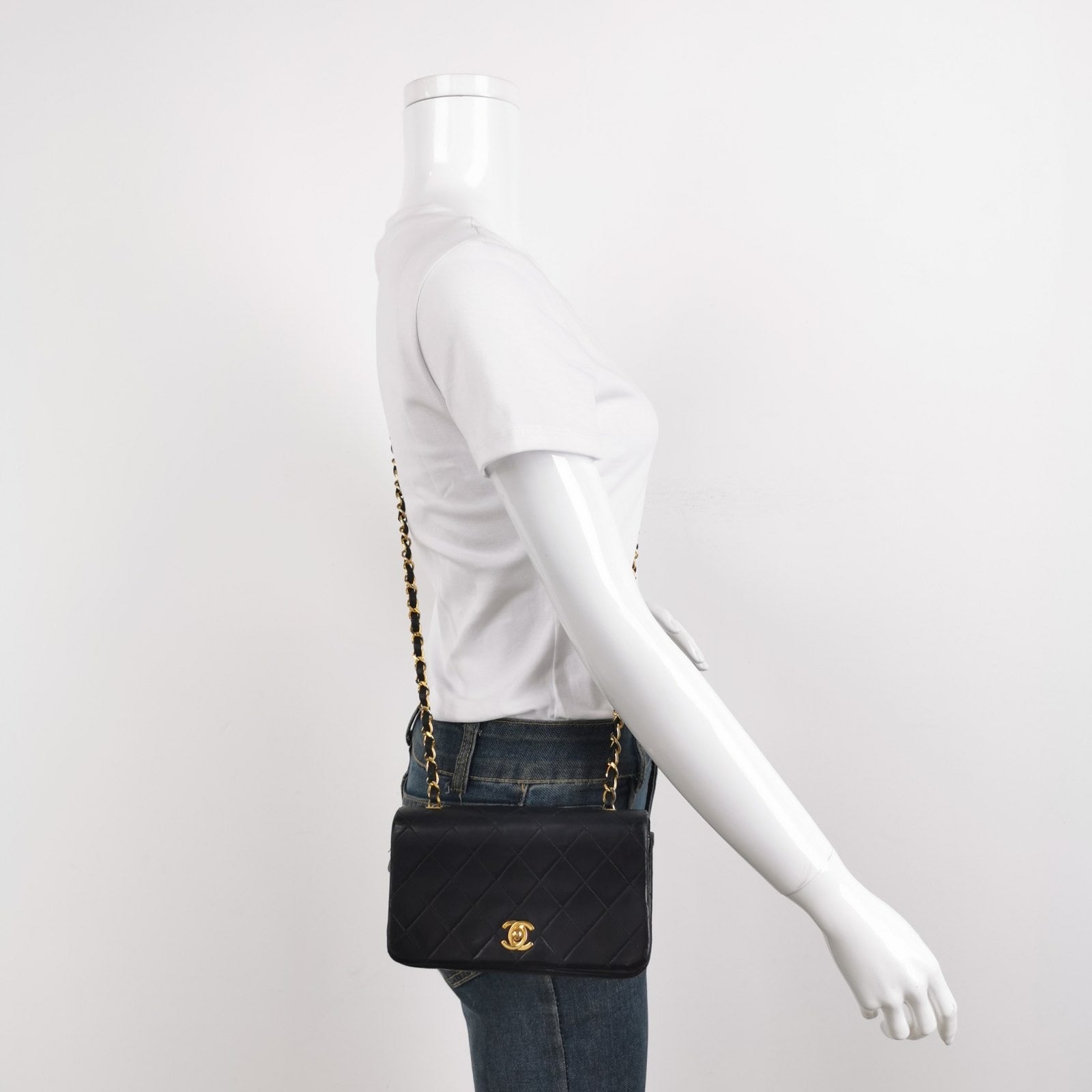 Chanel Classic Flap - Lambskin 24k Hardware Black Gold Leather Mini Bag