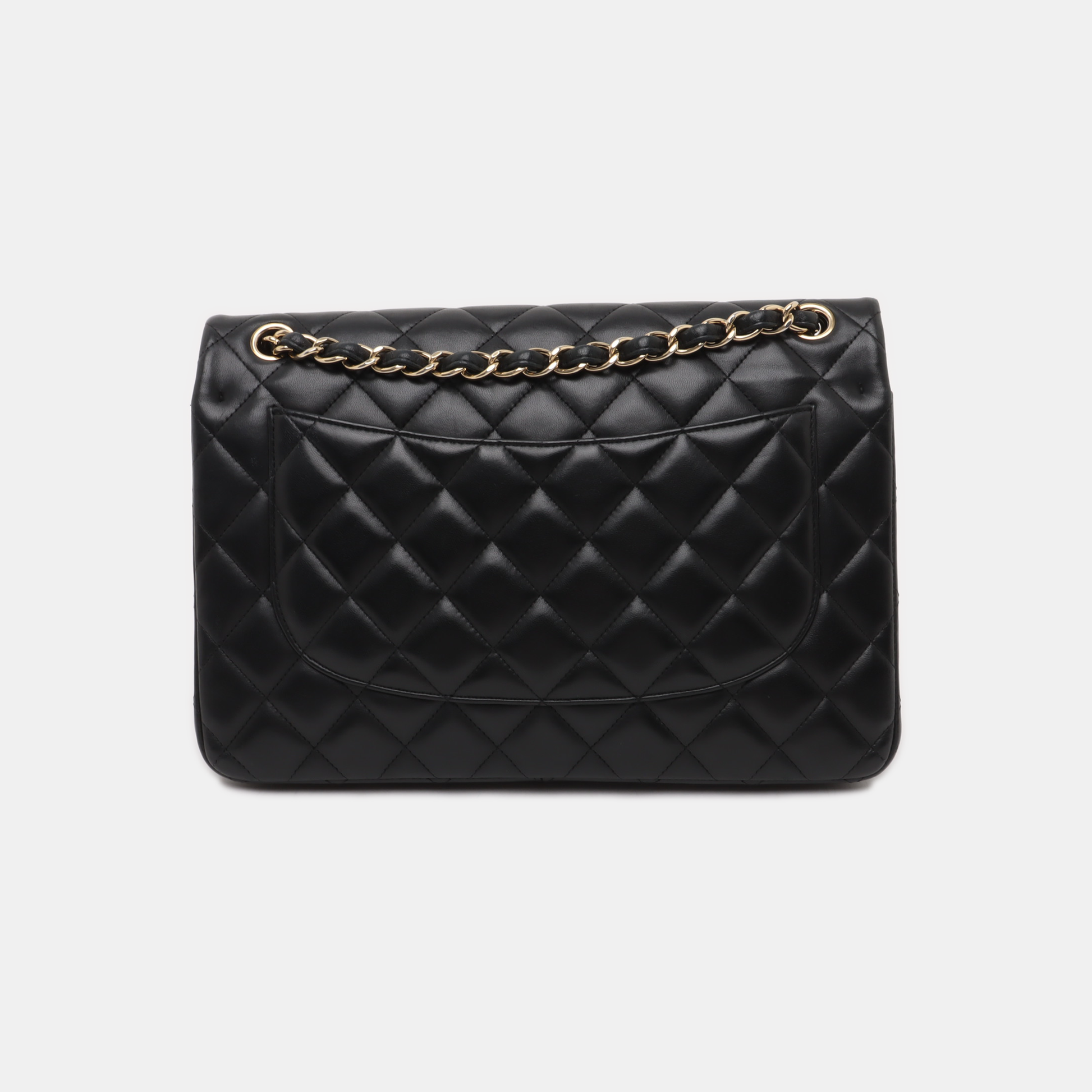 Chanel Classic Flap Jumbo Lambskin Double Flap Black Gold Leather Handbag 3