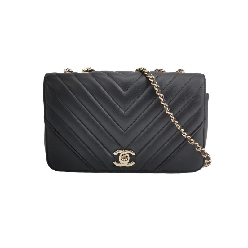 Chanel Classic Flap Rectangular Chevron Quilted Calfskin Black Leather Mini Bag