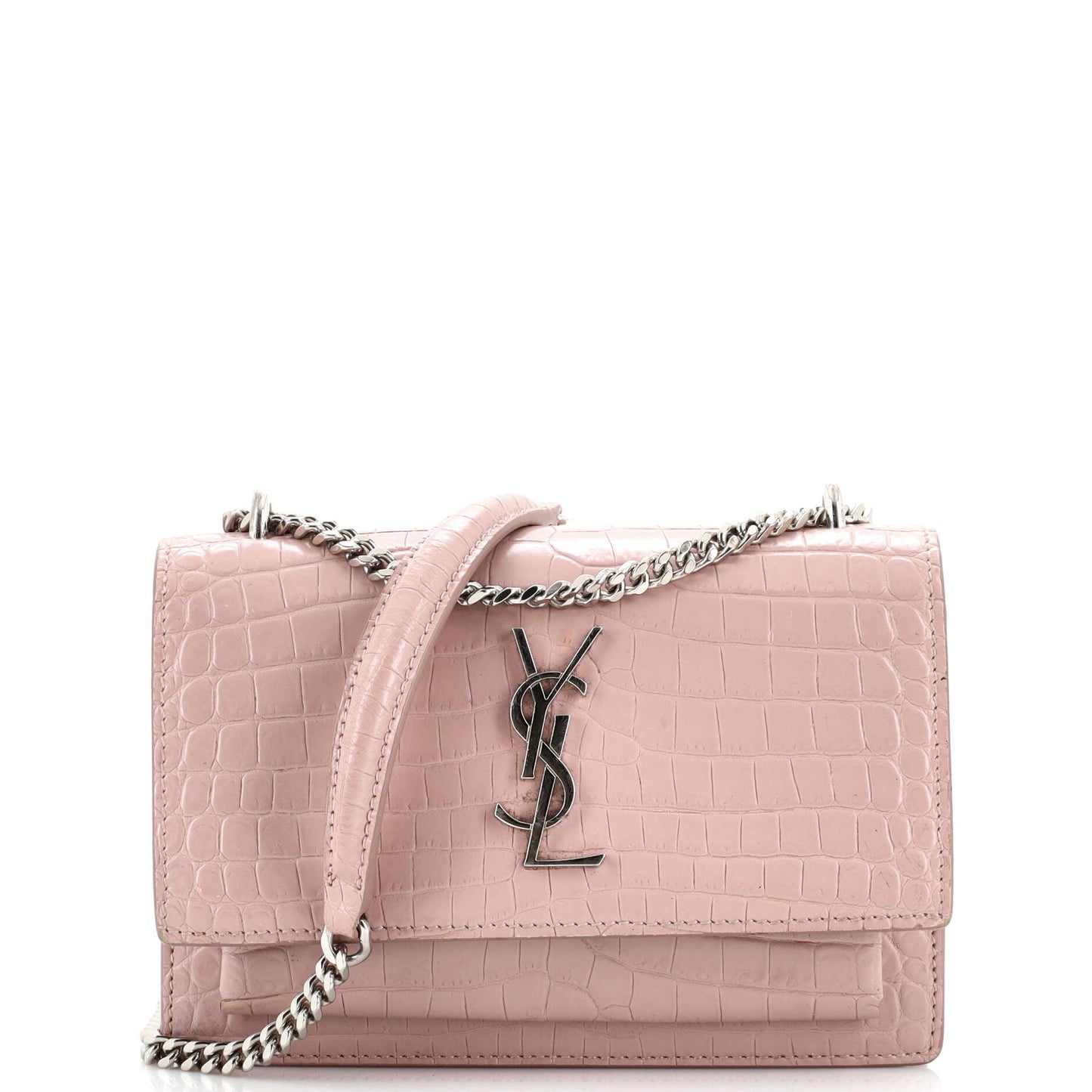 YSL Saint Laurent Saint Laurent Trending Sunset Wallet Crocodile Embossed Leather Chain Travel Bag