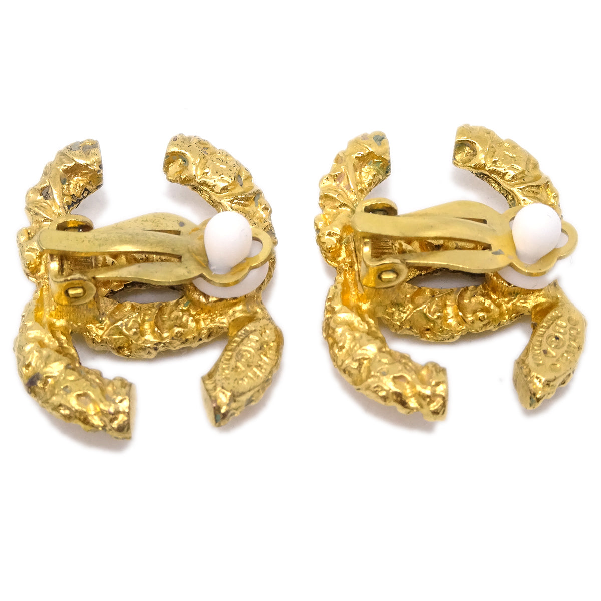 Chanel CC Earrings Clip-On Gold 93A