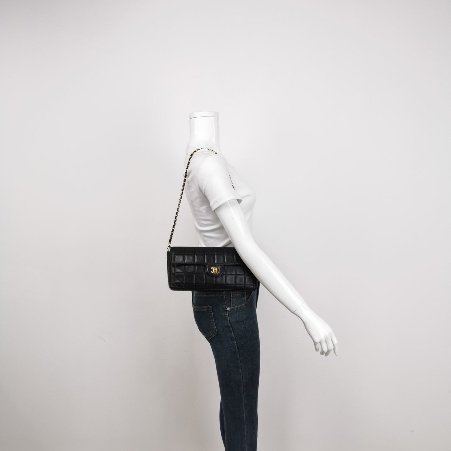 Chanel East West Chocolate Bar Black Leather Handbag Leather 1