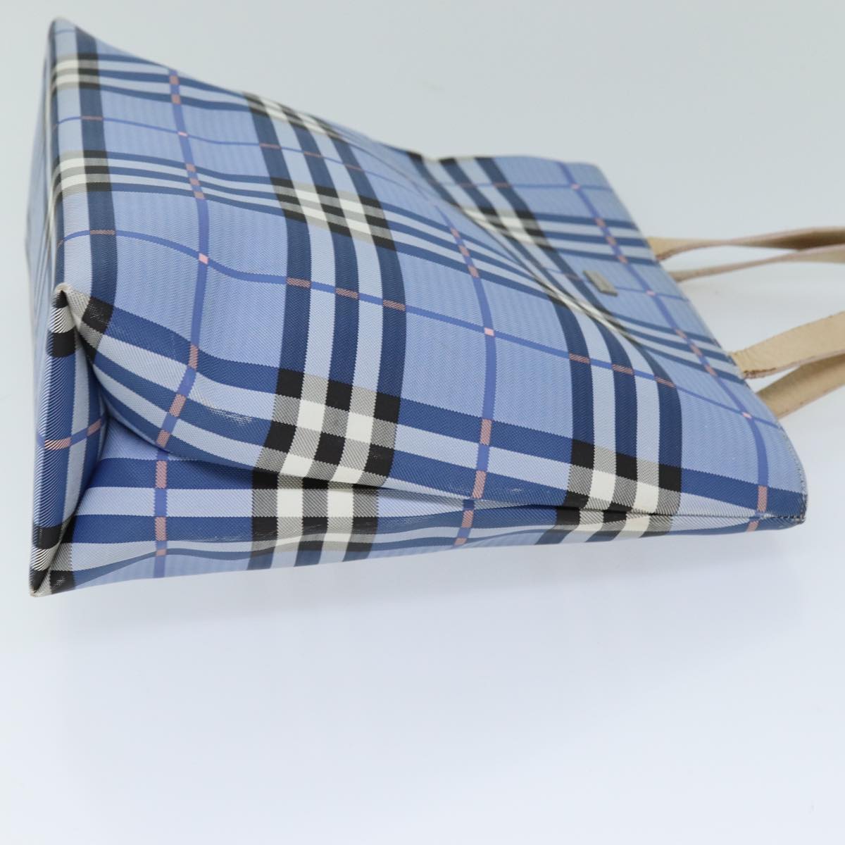 Burberry Luxury Nova Check Tote Bag Auth Nylon Blue