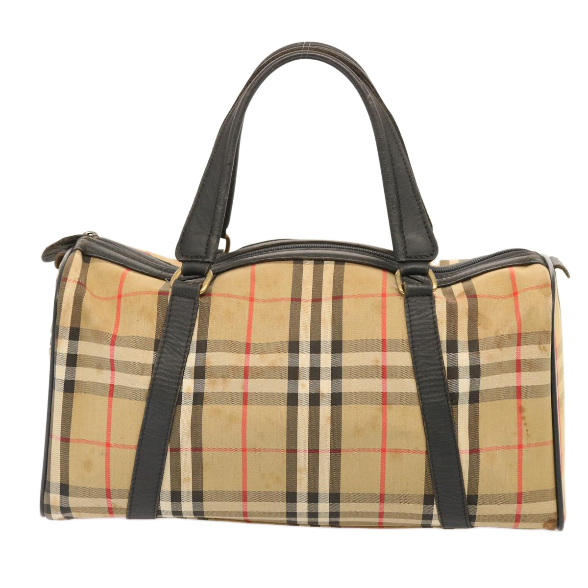 Burberry Luxury ss Nova Check Boston Bag Auth Canvas Beige Travel Bag Beige Auth 73347