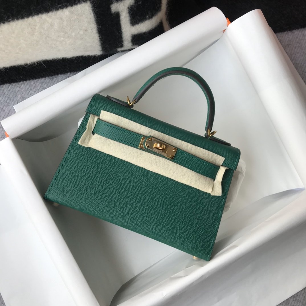 Top Quality Kelly With Toned Hardware Bag Green Gold Shoulder Bag