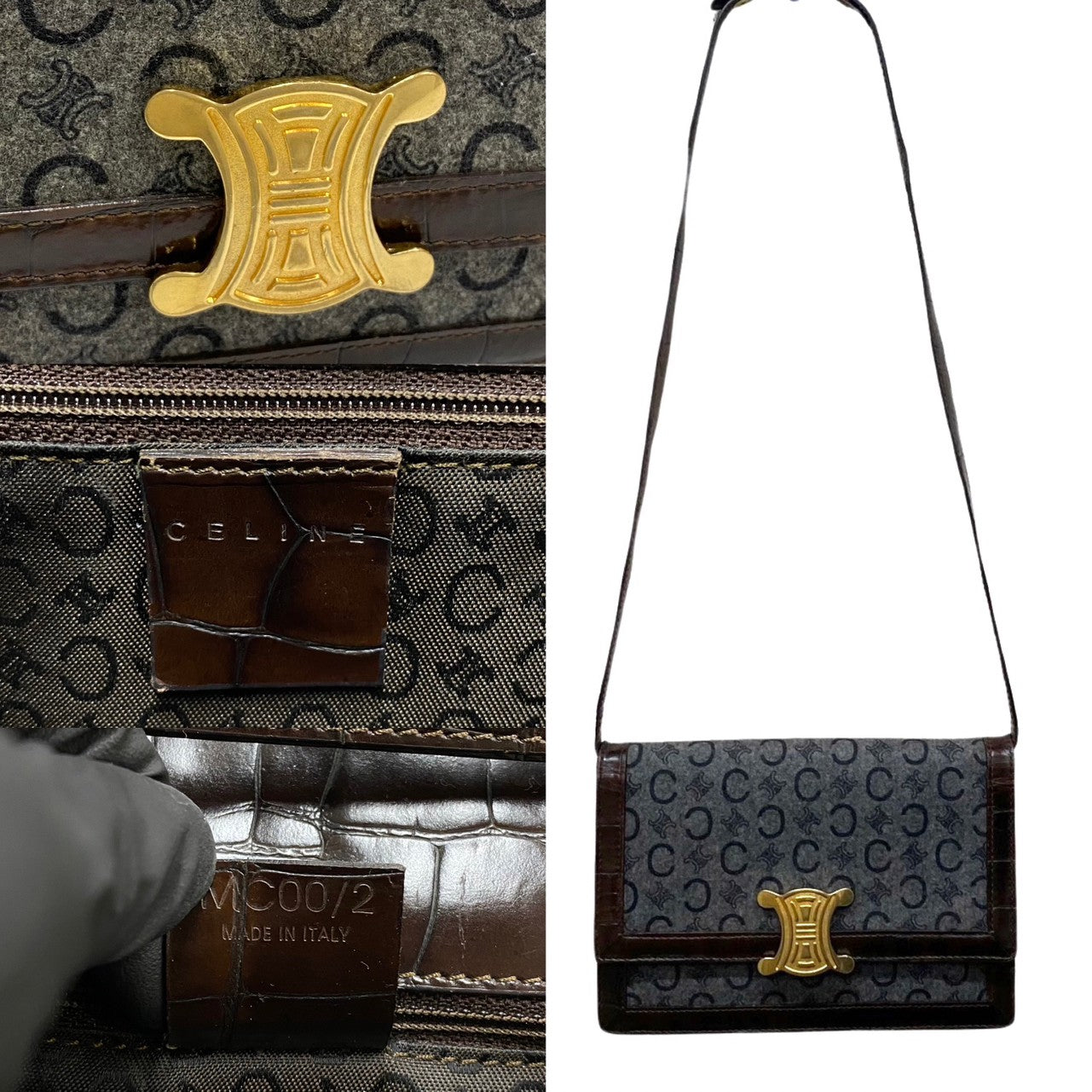 Shoulder Bag , Wool C Macadam Metal Leather Brown