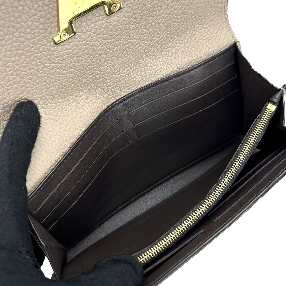 Louis Vuitton Long Purse M61249 Portefeuille Capsine Leather Beige Wallet Case 2