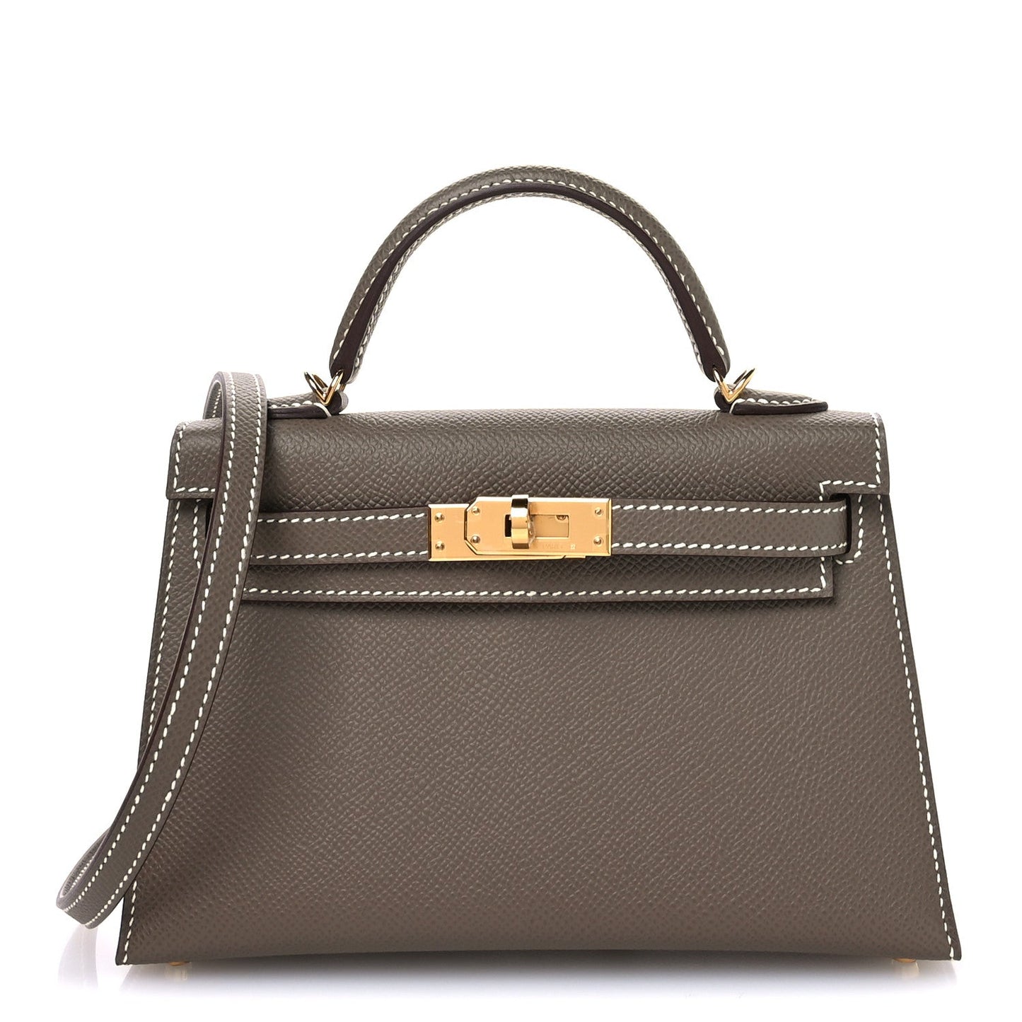 Hermes Epsom Kelly Sellier Etoupe Handbag Mini Travel Bag