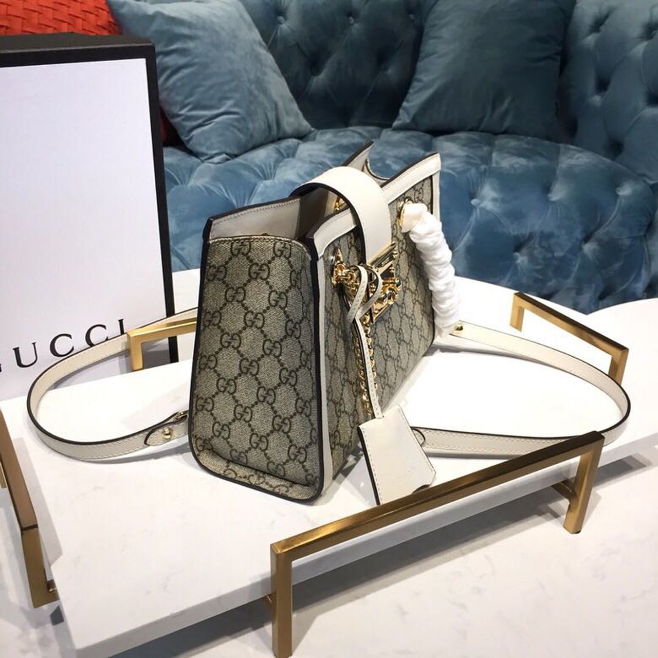 gg Padlock gg A Material White Small Shoulder Bag