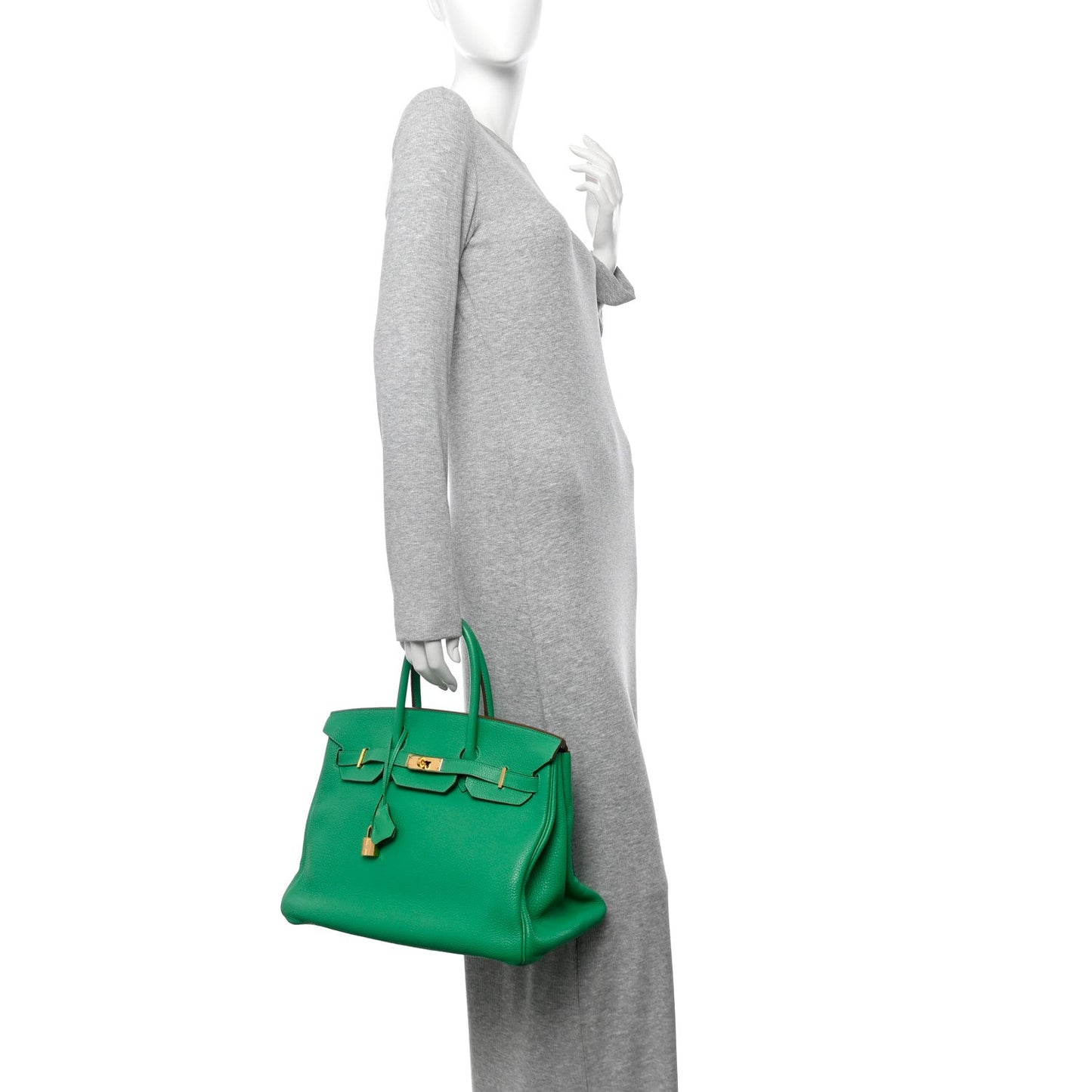 Hermes Taurillon Clemence Birkin Menthe Handbag Travel Bag 35 Menthe 1749598