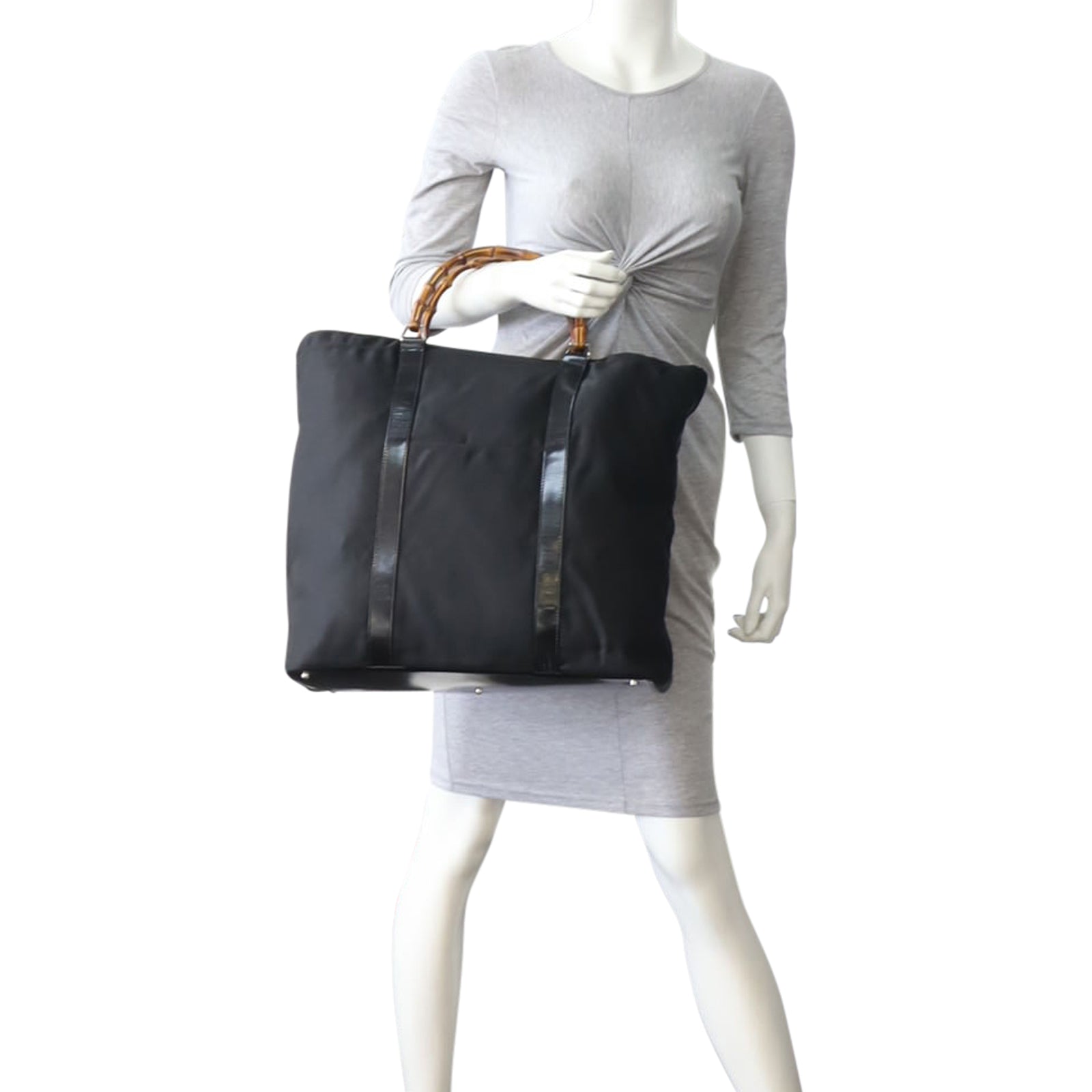 Gucci Nylon Bamboo Handle Tote