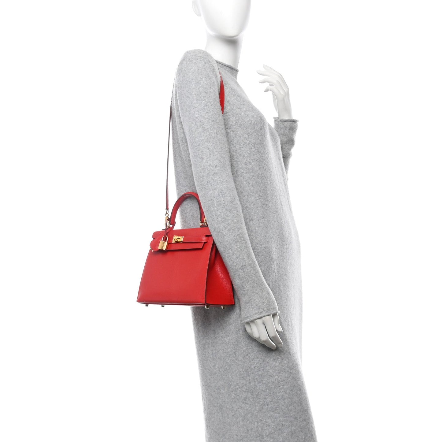 Hermes Chevre Chamkila Kelly Sellier Rouge De Coeur Handbag Travel Bag
