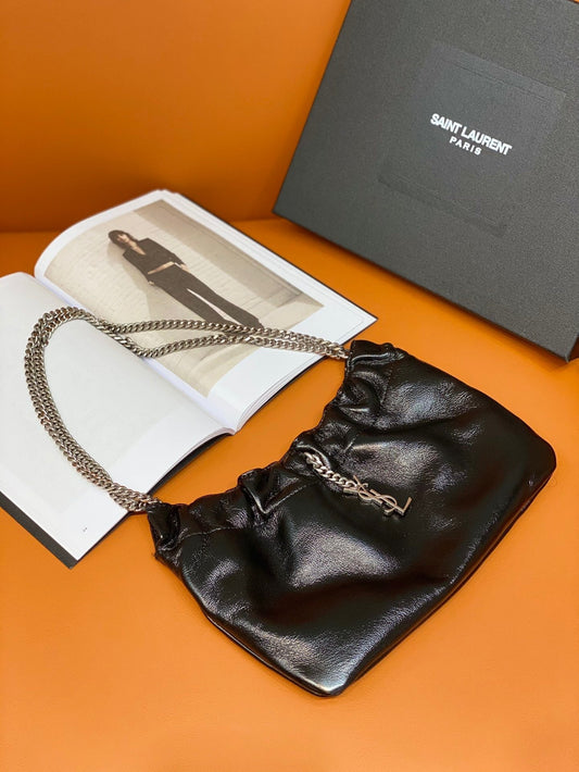 YSL Saint Laurent 9.5in 24cm Black Mini Shoulder Bag