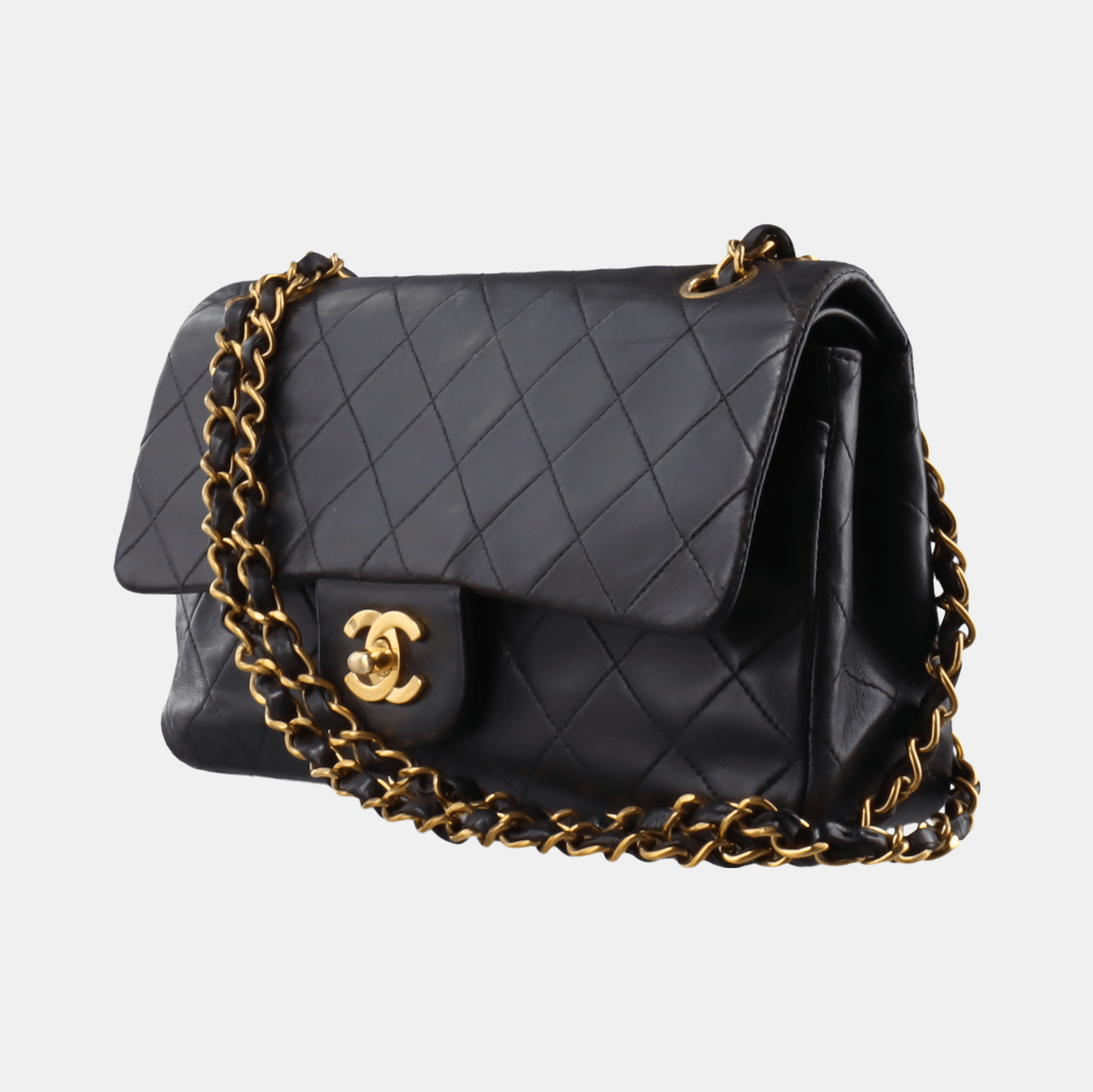 Chanel Classic Flap Lambskin 24k HW Gold Small Leather Handbag