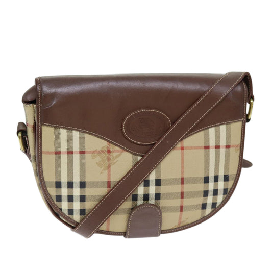 Burberry Luxury ss Nova Check Shoulder Bag Pvc Auth Leather Beige Beige Auth 74258