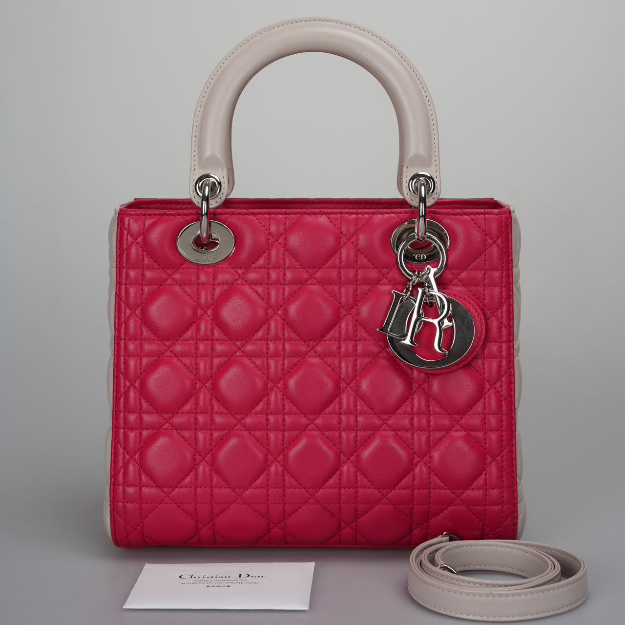 Dior Handbag Christian Lady Bag Cannage in Leather Lambskin White