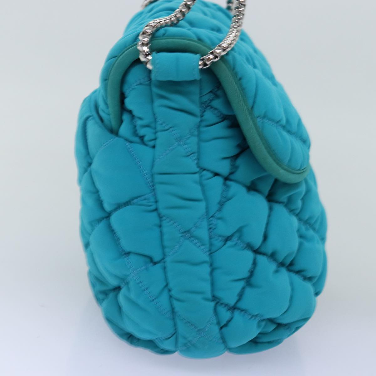 Chanel Chain Shoulder Bag Nylon Blue CC Auth A