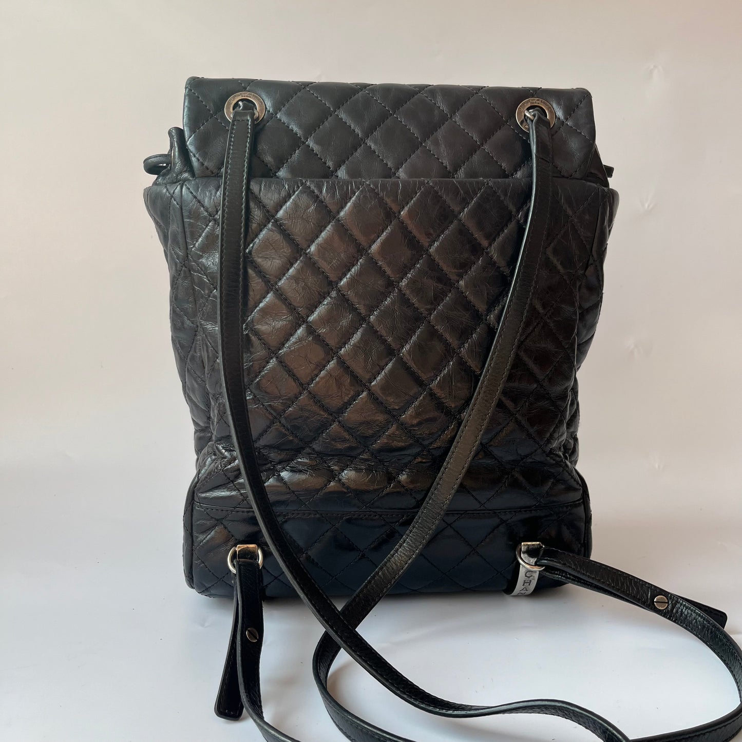 Chanel Duma Quilted Mountain Backpack Lambskin Hardware Black Silver Leather