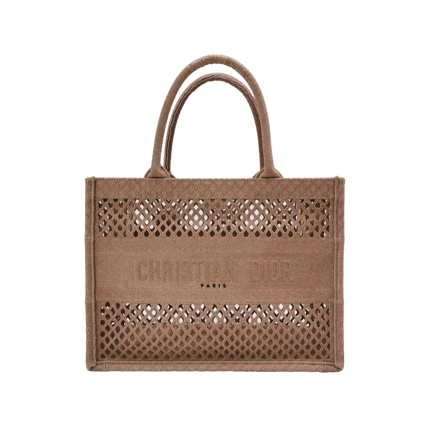 Dior Christian Book Tote Cutout Handbag Canvas Beige Tote Bag