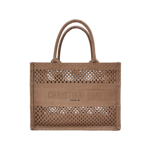 Dior Christian Book Tote Cutout Handbag Canvas Beige Tote Bag