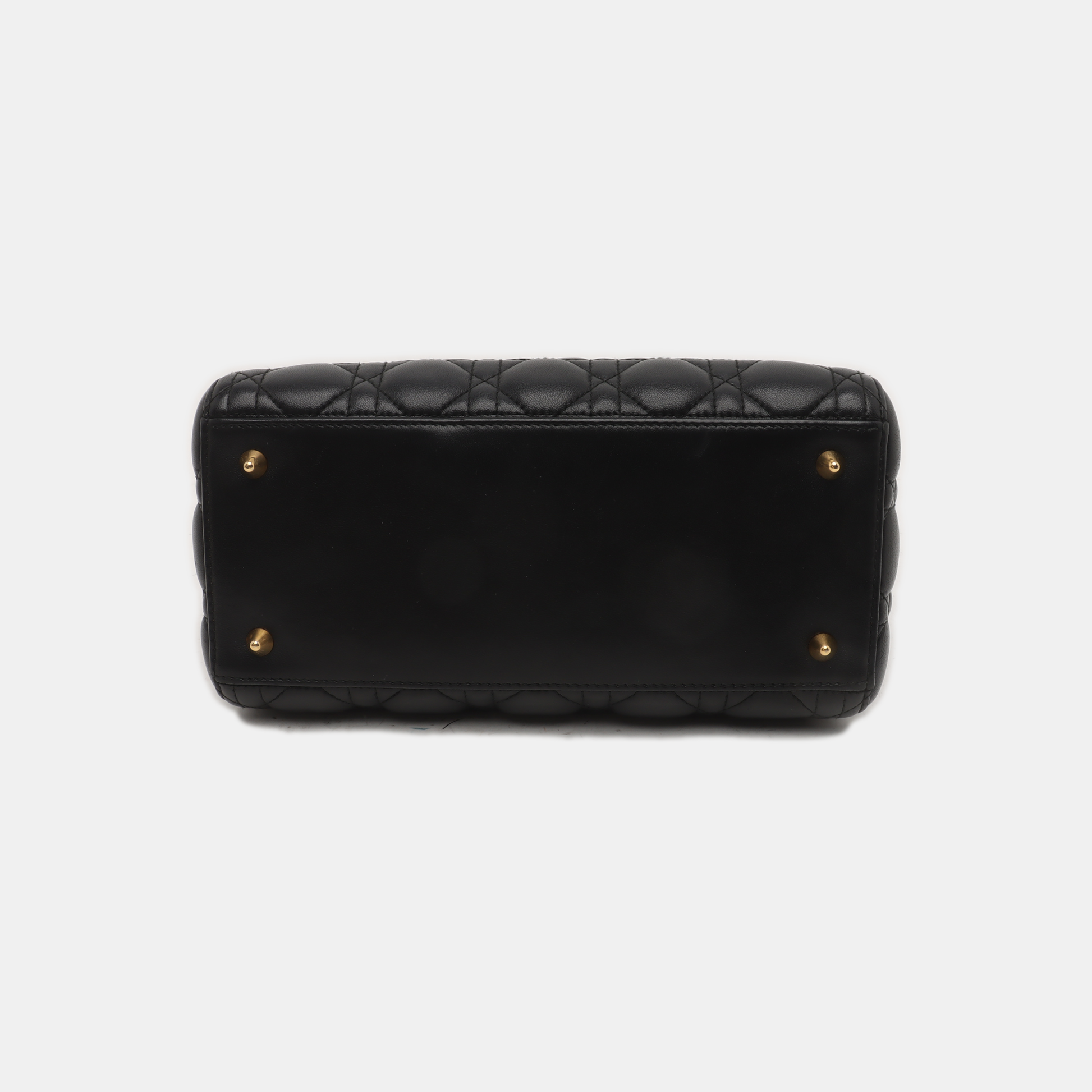 Dior Lady Medium Handbag Lambskin Hardware Leather Black Travel Bag