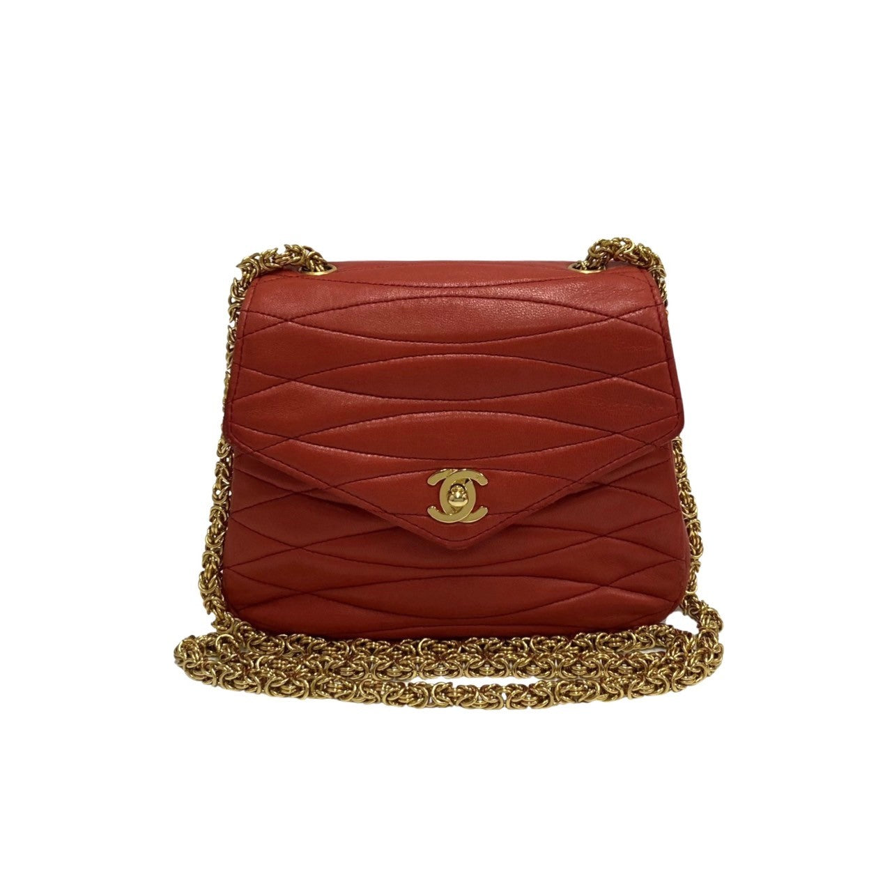 Chanel lambskin COCO Mark Turnlock Red Shoulder Bag