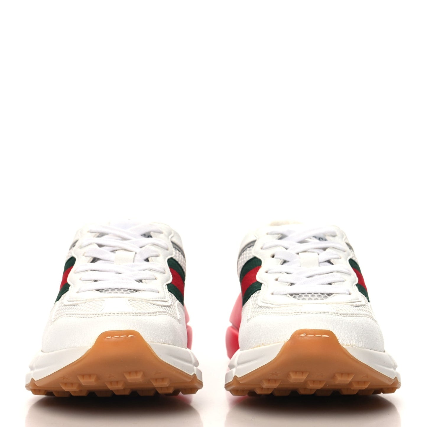 Gucci Lavaredo Eco Fabric Mesh Web Womens Rhyton Reflective Sneakers 35.5 Great White Green Red Silver