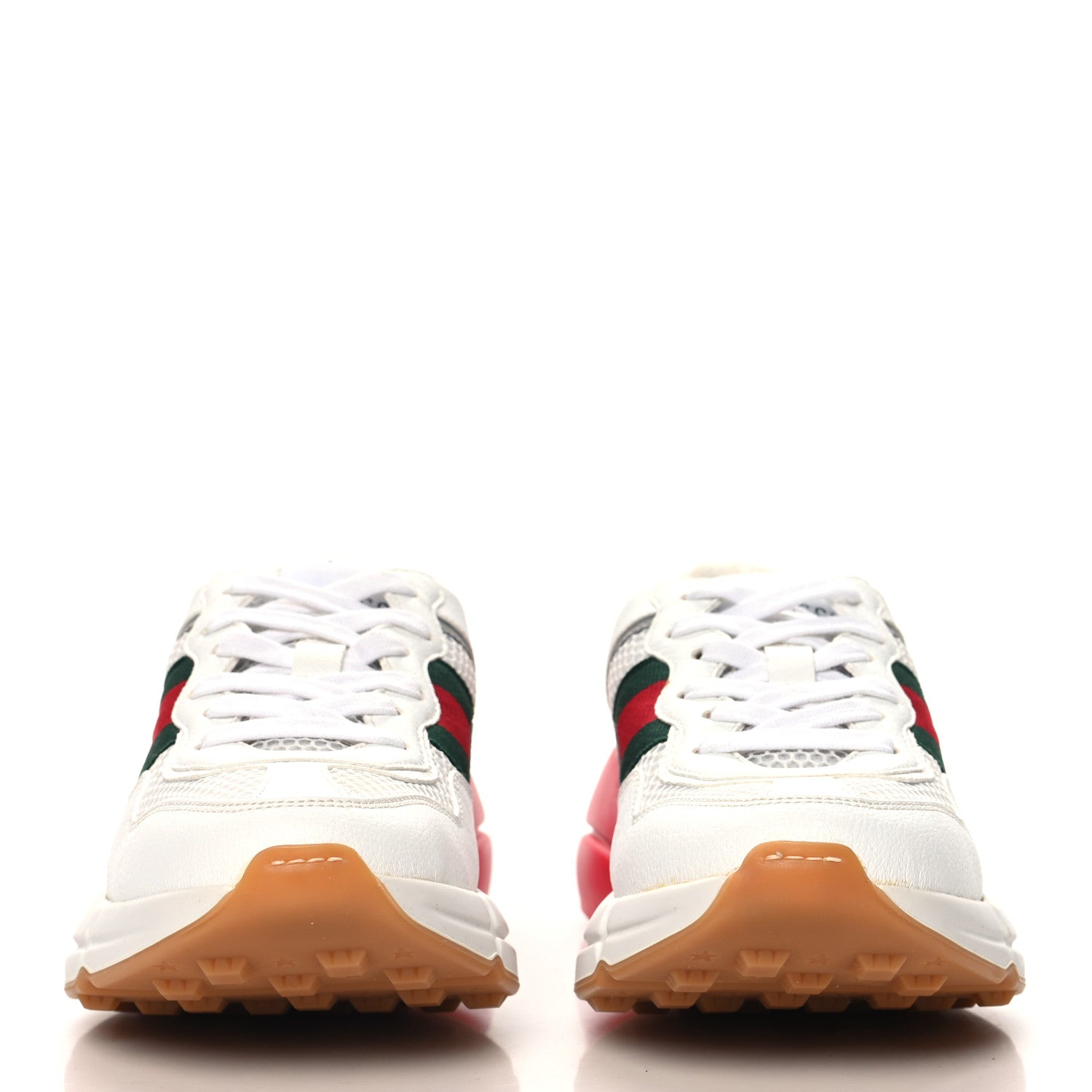 Gucci Lavaredo Eco Fabric Mesh Web Womens Rhyton Reflective Sneakers 35.5 Great White Green Red Silver
