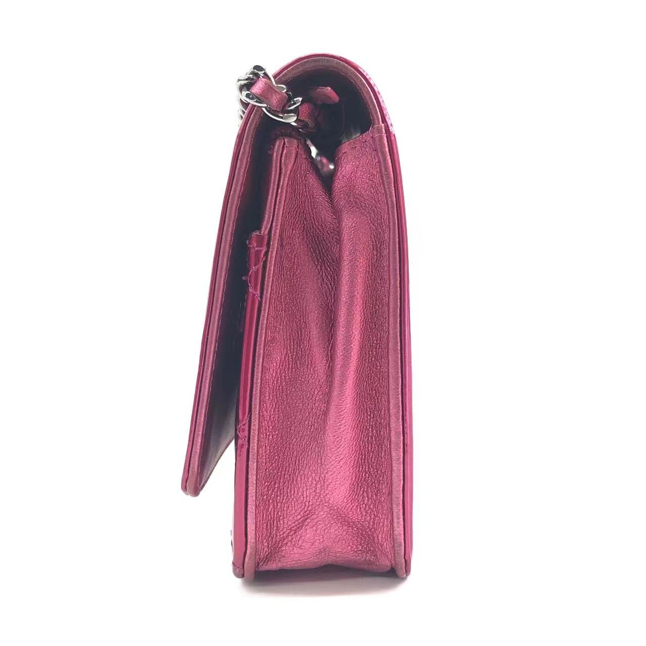 Chanel Boy WOC on Half Flap Electric Pink Leather Wallet Case