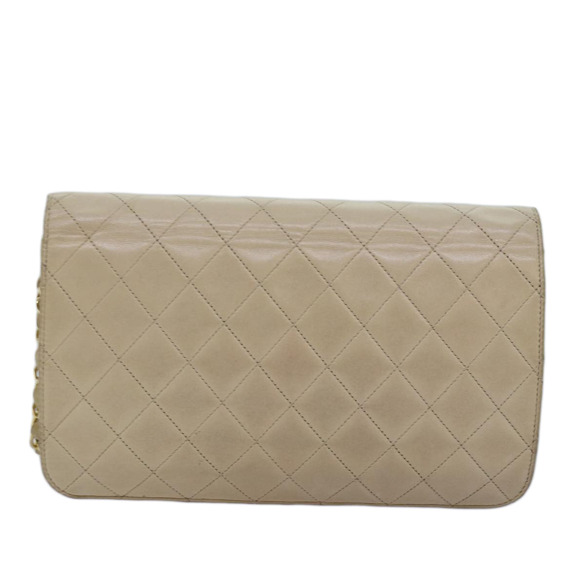 Chanel Chain Shoulder Bag Lamb Skin Beige CC Auth A