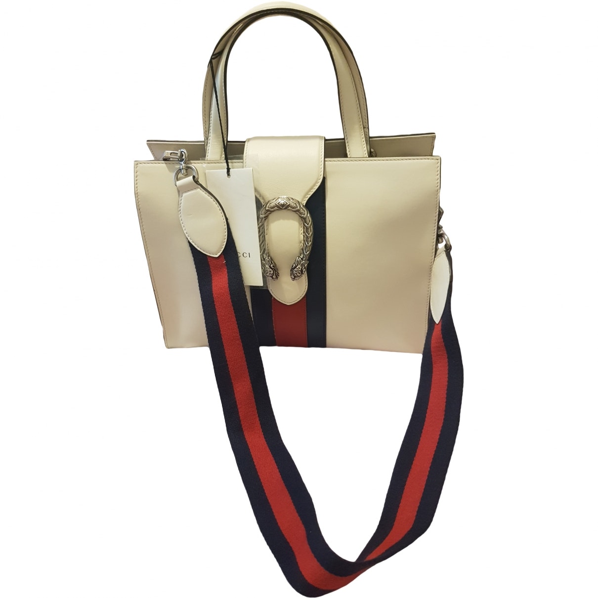 Gucci sylvie white leather handbag