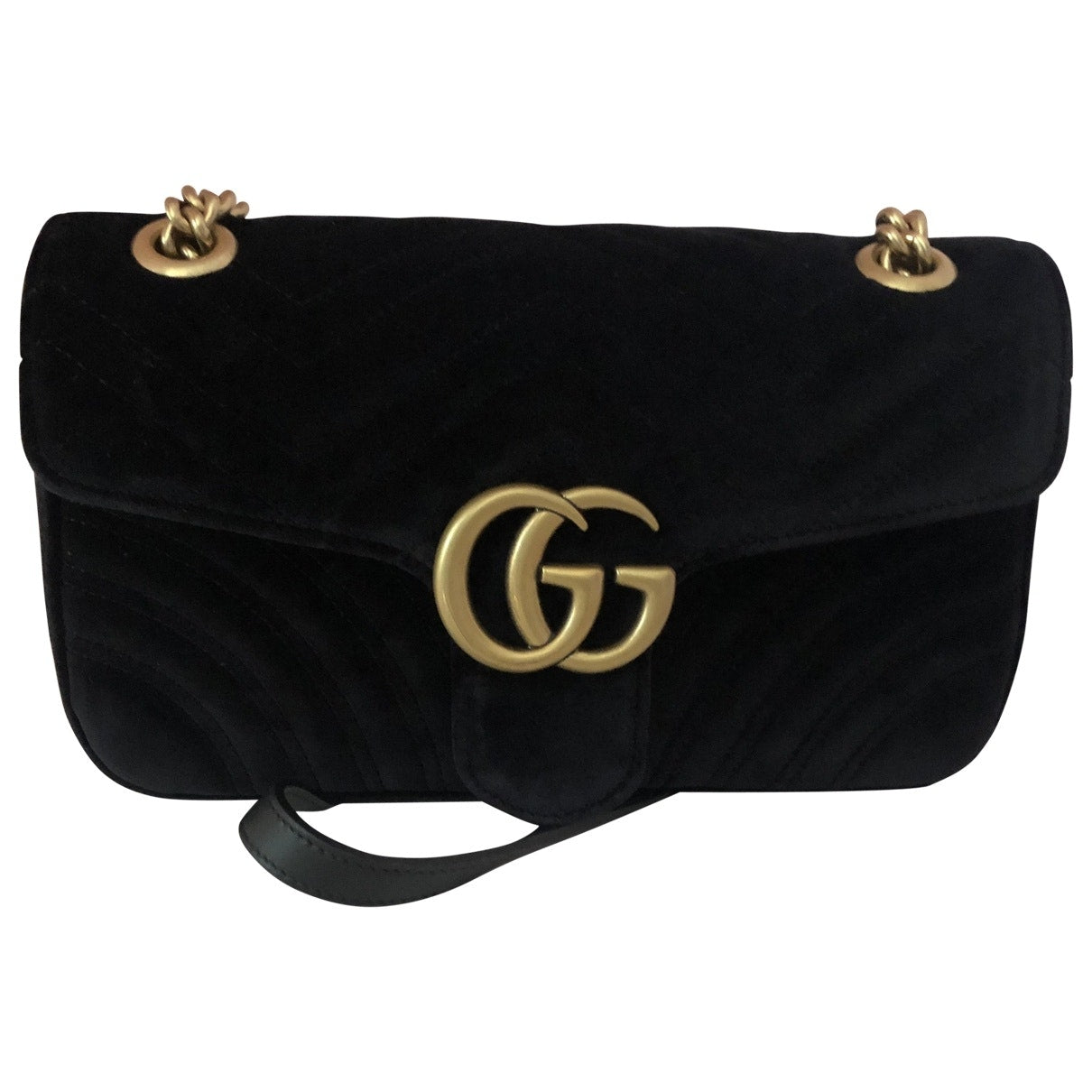 Gucci marmont black velvet handbag