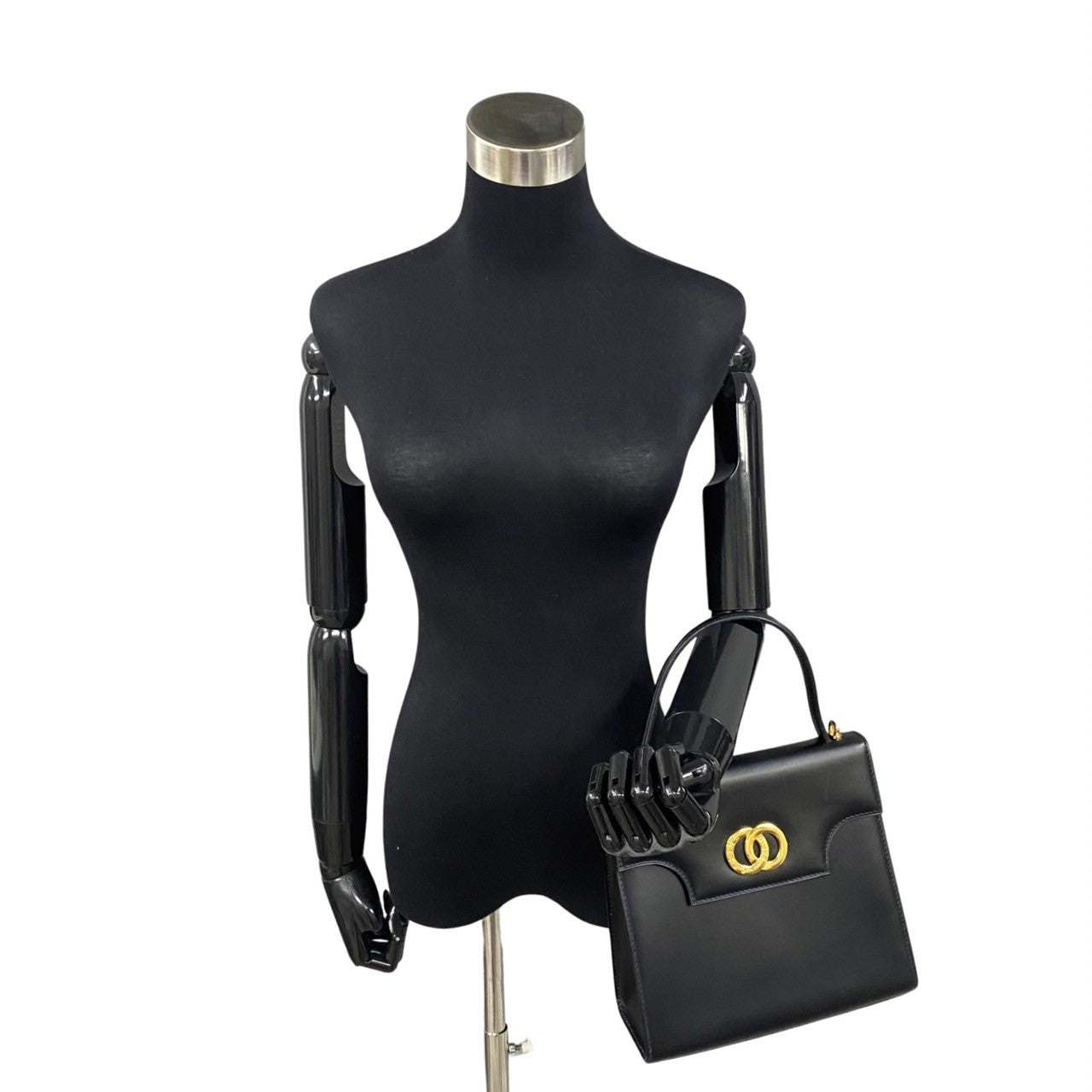 Shoulder Bag Calfskin Navy Circle Metal Women Logo