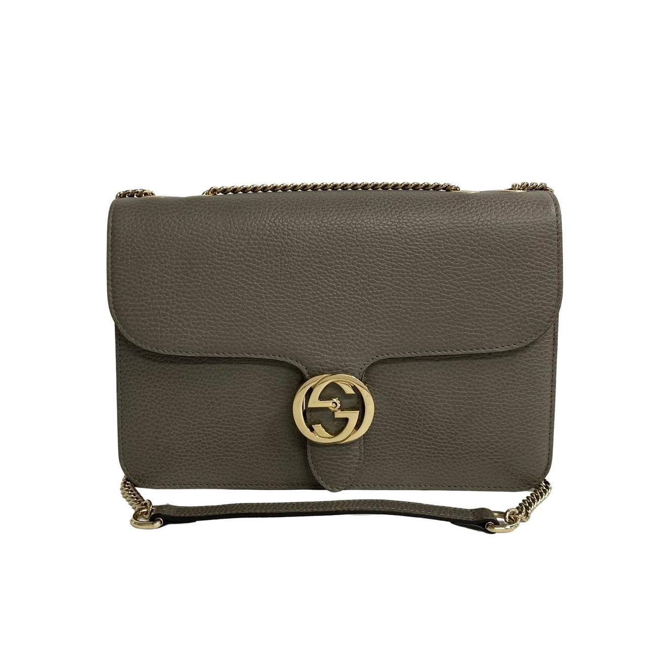 Gucci Interlocking Leather Gray Shoulder Bag