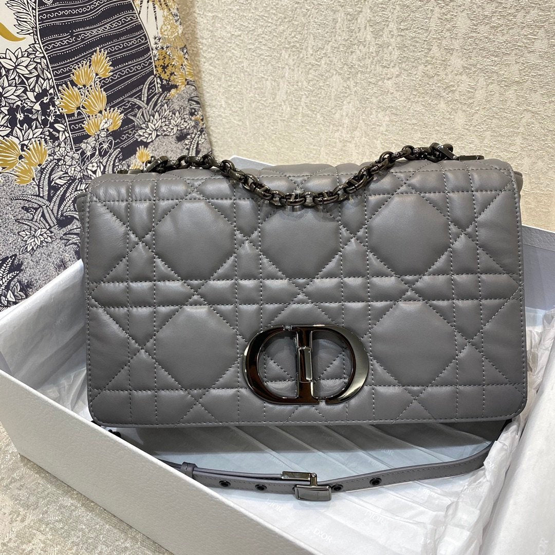 Caro Padded Macrocannage Dark Cd Grey Large Crossbody Bag