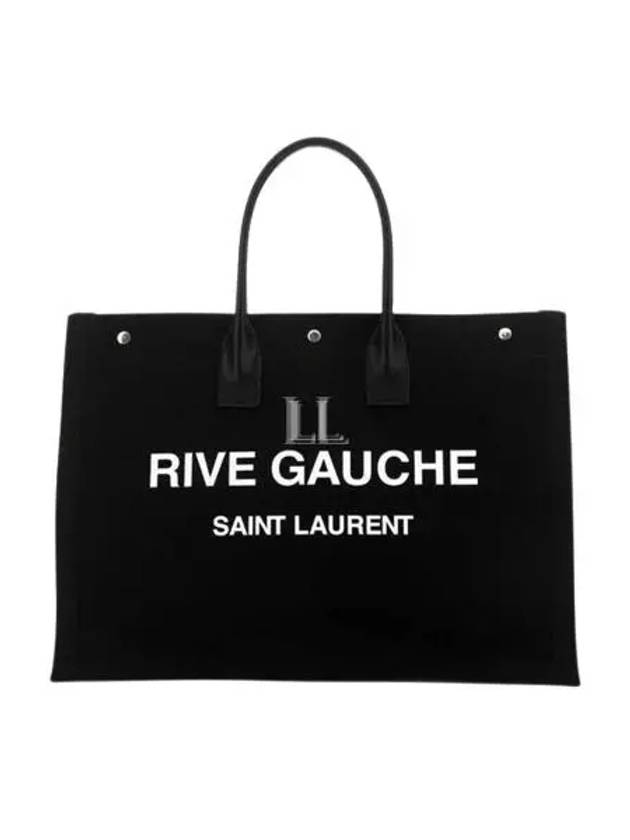 YSL Saint Laurent Luxury Trending Women Rive Gauche Print Shopping Tote Canvas Black Logo Tote Bag