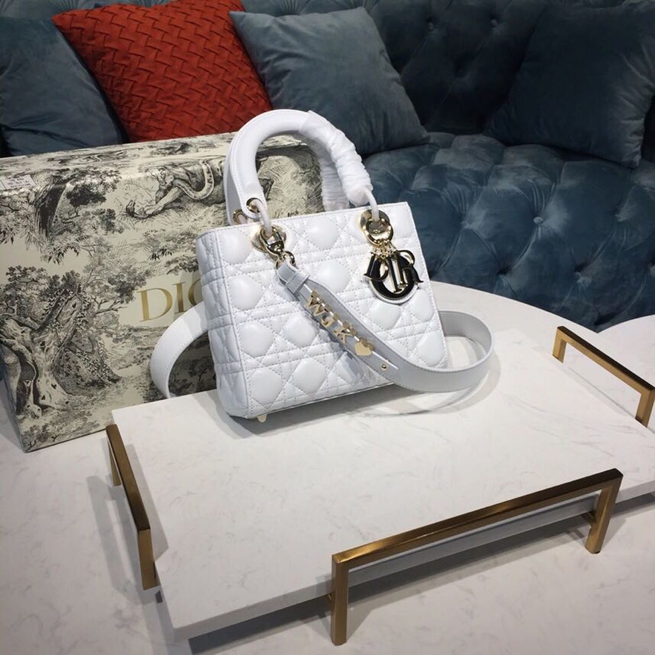 Lady My Abcbag Latte Cannage White Small Travel Bag