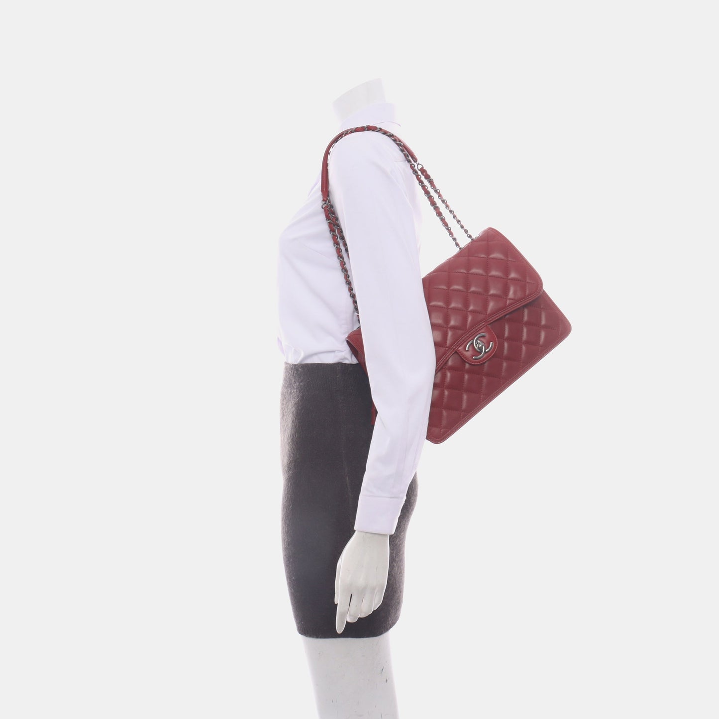 Chanel Classic Flap Jumbo Calfskin Red Leather Handbag
