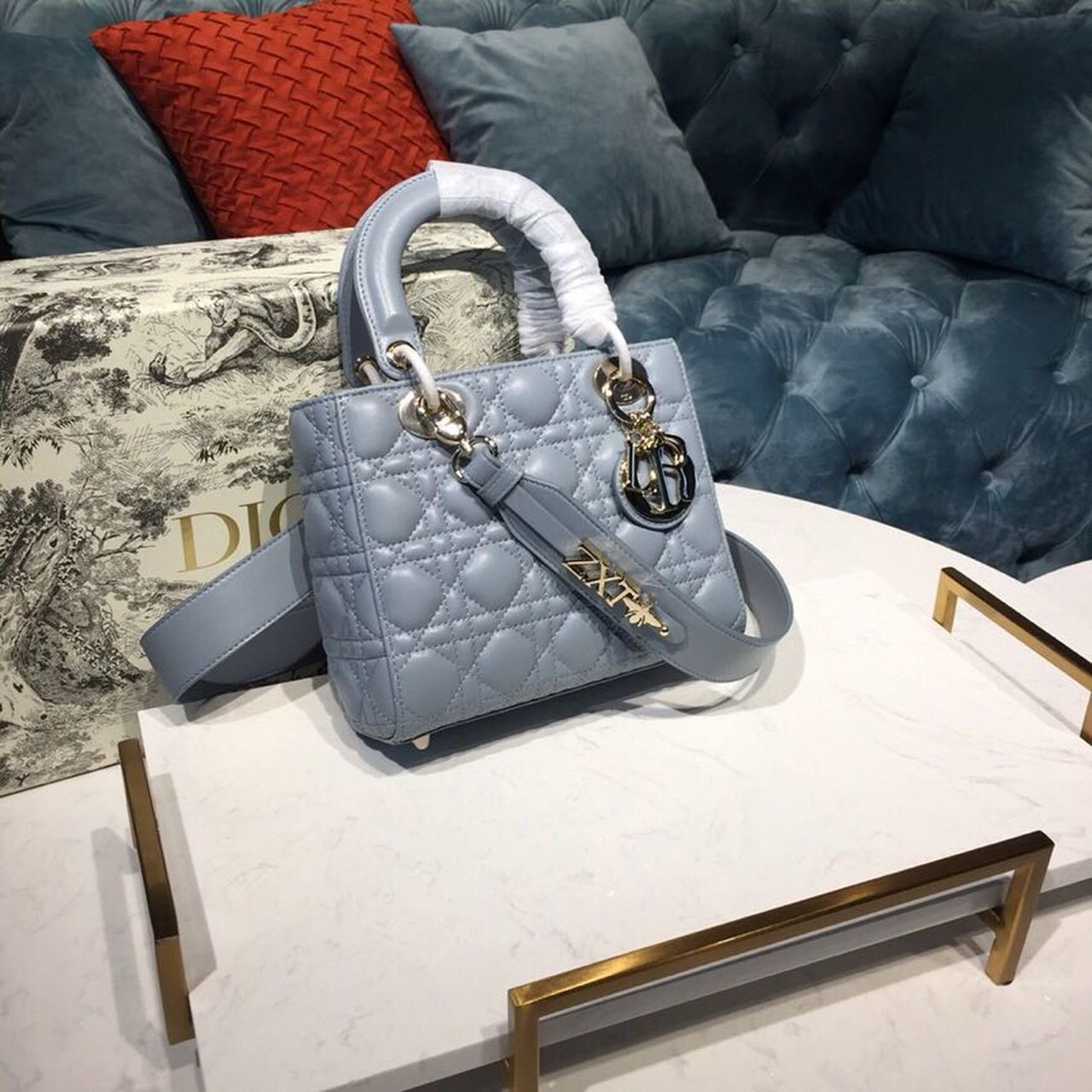 Lady My Abcbag Cannage Cd Denim Blue Small Travel Bag